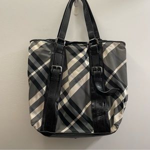 Burberry Classic Pattern Purse With Patent Leather Straps See Description